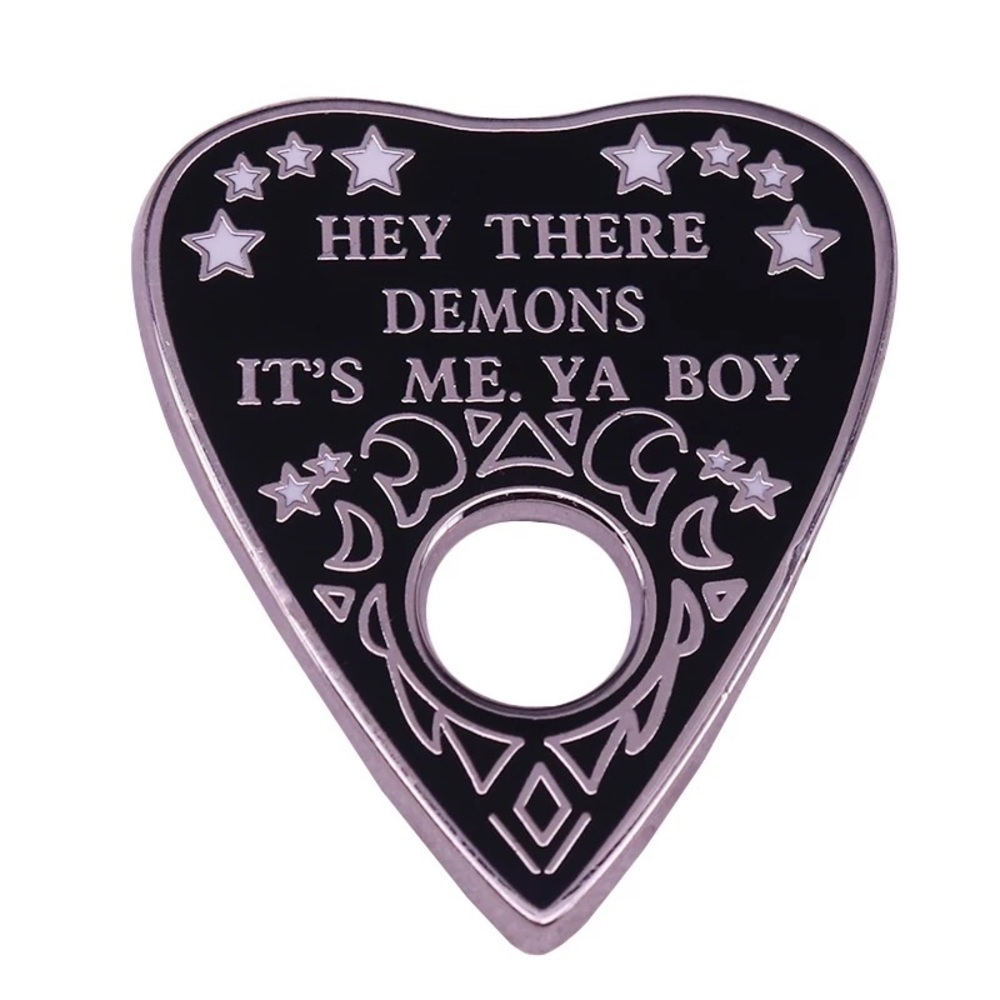 Ouija Board Demons Silver Enamel Pin